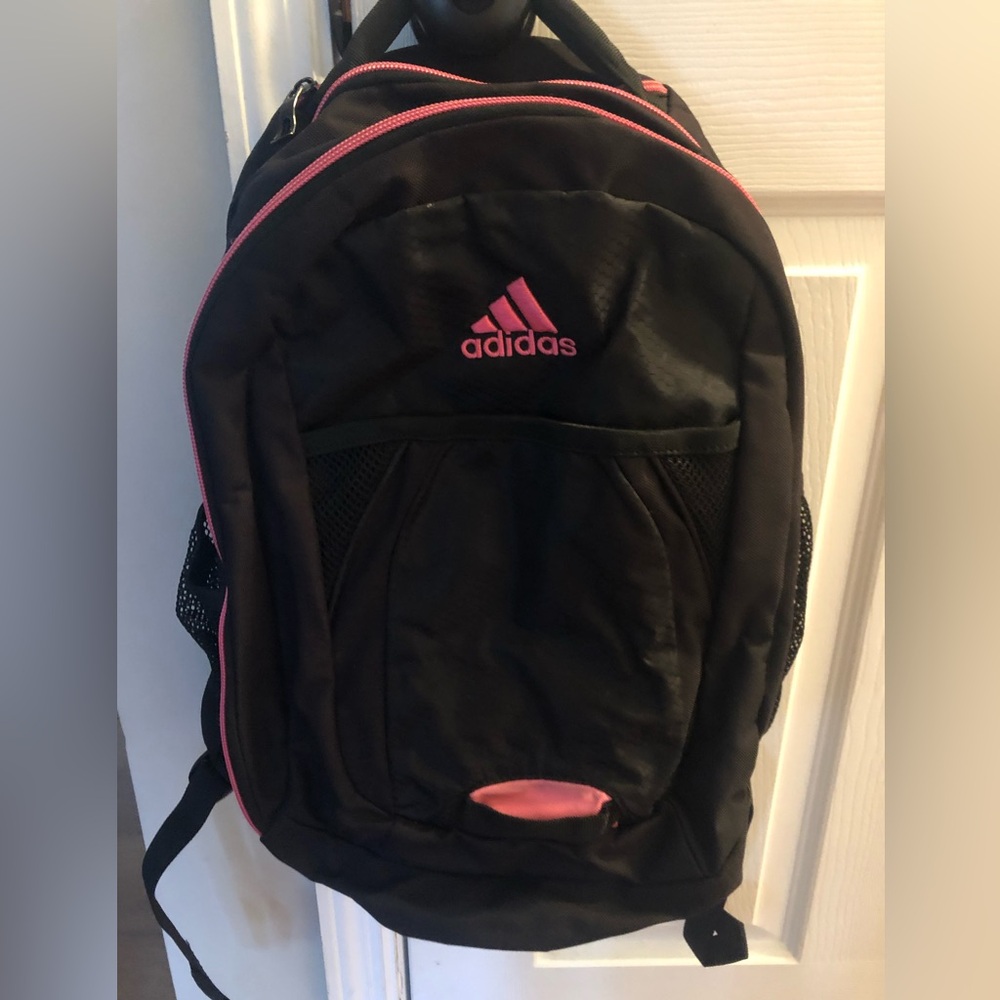 Adidas Black and Pink Backpack